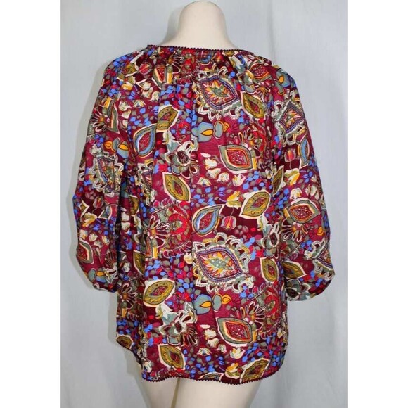 Sundance Large Colorful Folkloric Belladona Print Balloon Sleeve Tunic Top - Picture 3 of 7